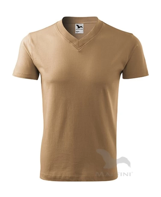 Tricou barbati V-neck 102 Malfini, bumbac 160g/m2 Bej Nisipiu