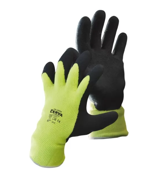 PALAWAN WINTER Manusi de protectie termica tricotate din fire sintetice acoperit cu strat latex HV galben  - negru Galben