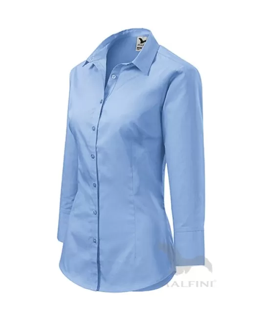 Camasa cu maneca lunga pentru femei, model cambrat,125g/m2 [218 Style] Albastru deschis