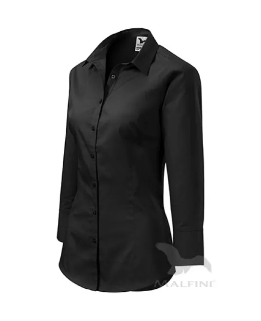 Camasa cu maneca lunga pentru femei, model cambrat,125g/m2 [218 Style] Negru