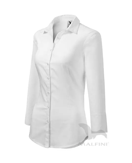 Camasa cu maneca lunga pentru femei, model cambrat,125g/m2 [218 Style] Alb