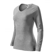 Tricou maneca lunga femei, bumbac 180g/m2, Malfini Elegance 127, Gri inchis