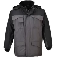 Jacheta vatuita parka ripstop, Negru si Gri