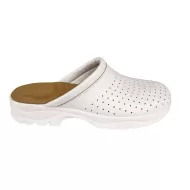 Saboti albi medicali fara bareta, piele, talpa ergonomica Alb Saboti albi medicali fara bareta, piele, talpa ergonomica Alb