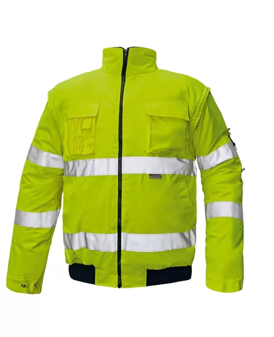 Jacheta vatuita reflectorizanta 2 in 1, inalta vizibilitate, galben