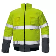 Jacheta vatuita reflectorizanta 2 in 1, inalta vizibilitate, galben/bleumarin