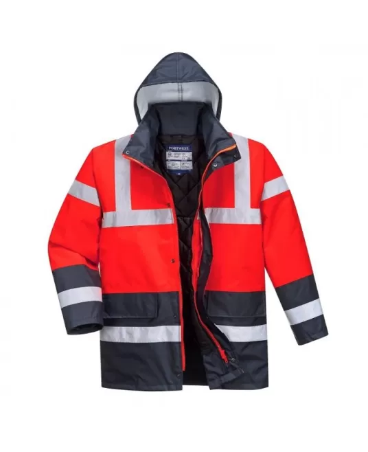 Jacheta Hi-Vis vatuită rosu-bleumarin reflectorizanta Jacheta Hi-Vis vatuită rosu-bleumarin reflectorizanta