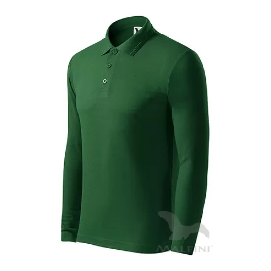 Tricou polo maneca lunga barbati, 200g/m2, Malfini LS 221, Verde sticla Tricou polo maneca lunga barbati, 200g/m2, Malfini LS 221, Verde sticla