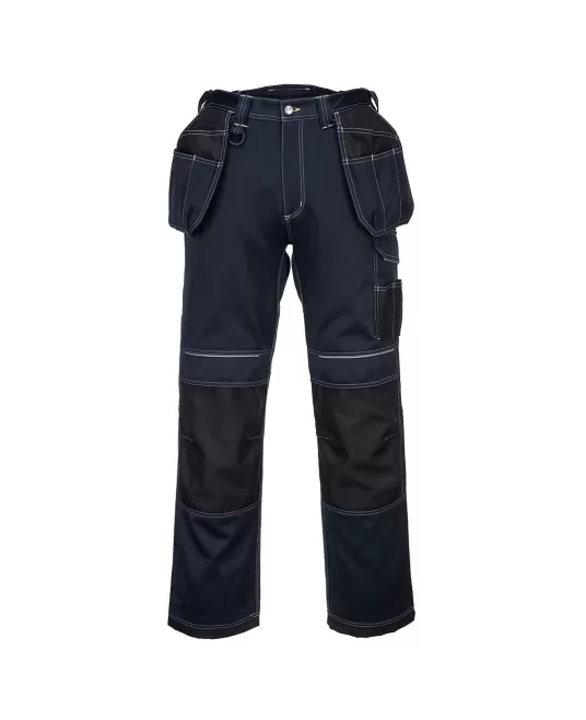 Pantaloni de lucru foarte rezistenti, buzunare pentru scule, tercot, 300g/m2, [T602] Bleumarin si negru