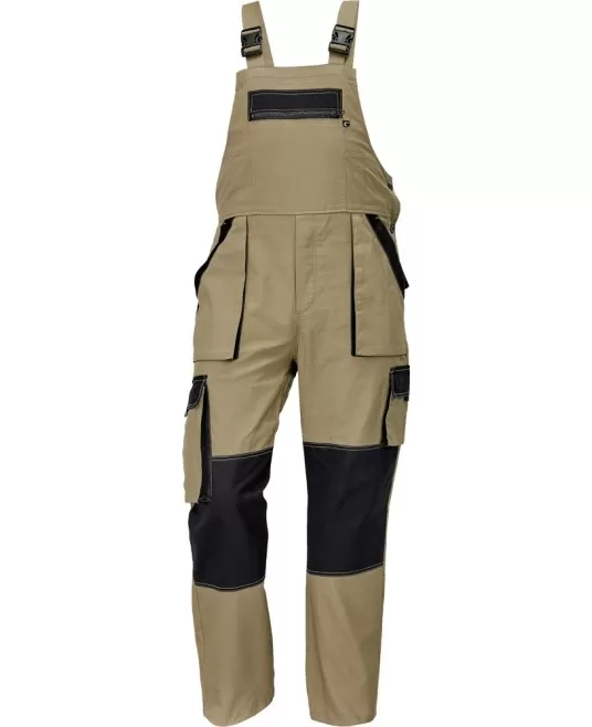 Salopeta cu pieptar vara, bumbac 200g/m2 Max  Bej cu negru Salopeta cu pieptar vara, bumbac 200g/m2 Max  Bej cu negru