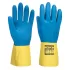 Manusi de protectie imersate in latex dublu-galben/albastru