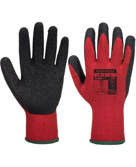 Manusi de protectie bumbac imersate in latex Grip [A100] Rosu si negru