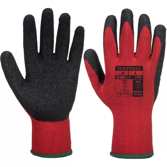 Manusi de protectie bumbac imersate in latex Grip [A100] Rosu si negru