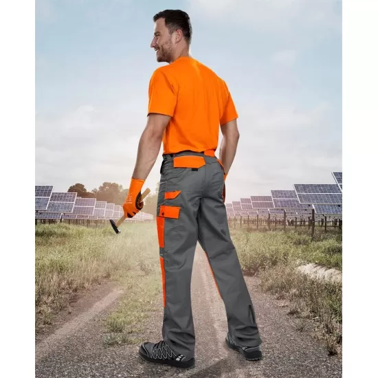 Pantaloni de lucru foarte rezistenti, tercot 235g/m2, 2Strong Gri si Portocaliu Pantaloni de lucru foarte rezistenti, tercot 235g/m2, 2Strong Gri si Portocaliu
