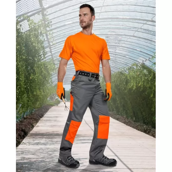 Pantaloni de lucru foarte rezistenti, tercot 235g/m2, 2Strong Gri si Portocaliu Pantaloni de lucru foarte rezistenti, tercot 235g/m2, 2Strong Gri si Portocaliu