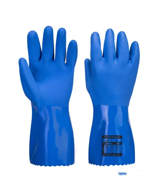 Manusi de protectie antichimica din PVC flexibil, impermeabile [A881] Albastru