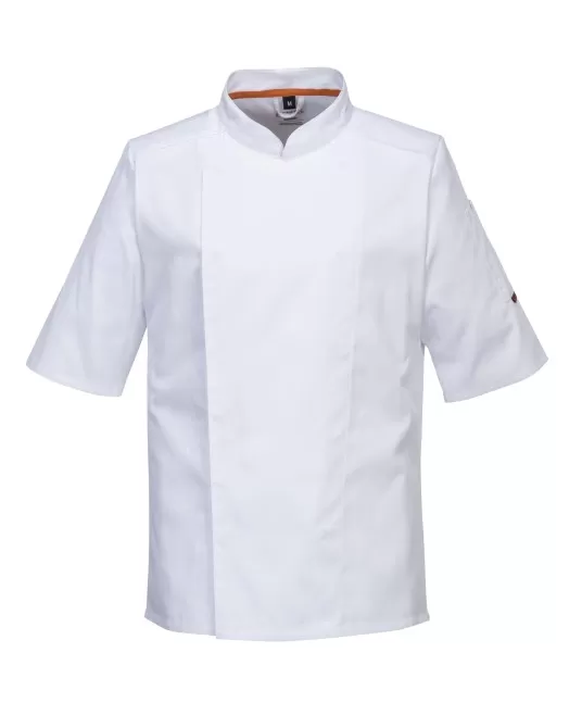 Jacheta cu maneca scurta pentru bucatari, plasa MeshAir [C738] Alb