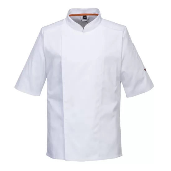 Jacheta cu maneca scurta pentru bucatari, plasa MeshAir [C738] Alb