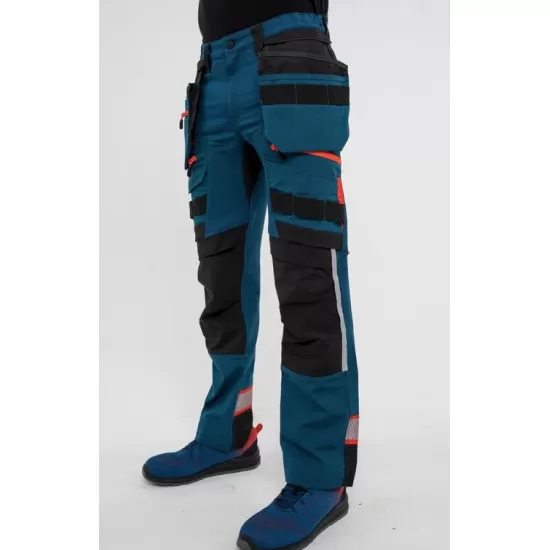 Pantaloni de lucru stretch premium DX440, albastru portocaliu Pantaloni de lucru stretch premium DX440, albastru portocaliu