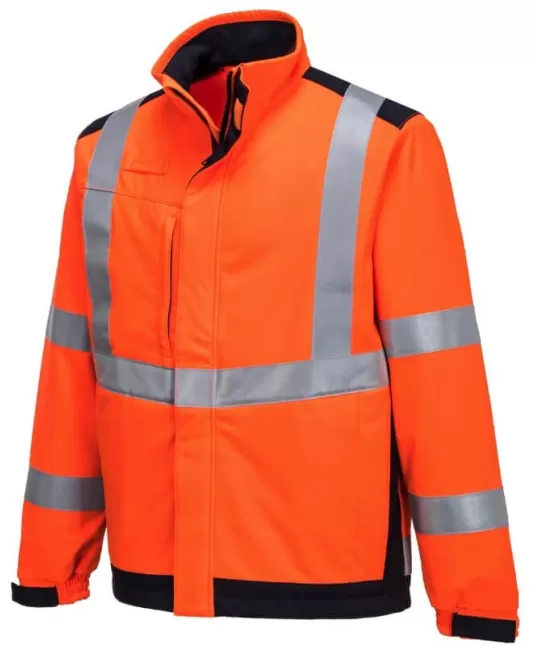 Jacheta softshell ignifuga, reflectorizanta, Multi Norm Arc [MV72] Portocaliu si bleumarin
