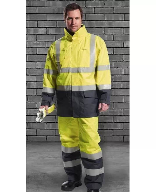 Jacheta de protectie ignifuga vatuita, antistatica, chimica, Galben si bleumarin Jacheta de protectie ignifuga vatuita, antistatica, chimica, Galben si bleumarin