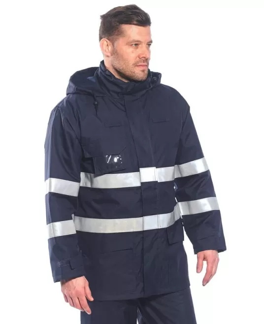 Jacheta de protectie ignifuga vatuita, reflectorizanta, antistatica, Bleumarin Jacheta de protectie ignifuga vatuita, reflectorizanta, antistatica, Bleumarin