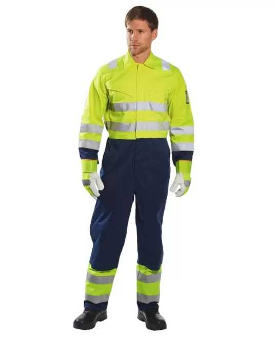 Combinezon de protectie MODAFLAME Hi-Vis reflectorizant [MV28] Galben si bleumarin