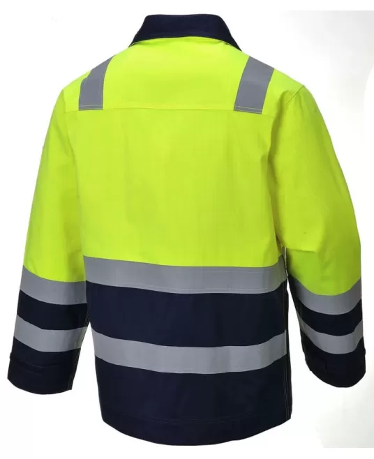 Jacheta de protectie Multinorm: ignifuga reflectorizanta,  antistatica, chimica [MV25] Galben si bleumarin