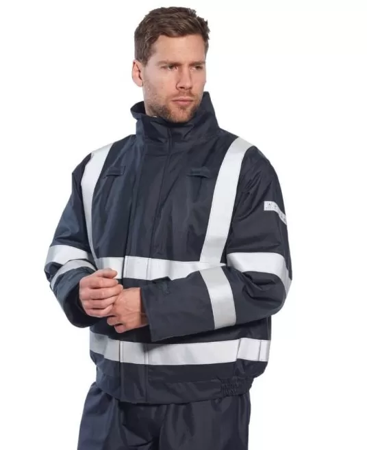 Jacheta de protectie ignifuga vatuita, reflectorizanta, antistatica, Bleumarin Jacheta de protectie ignifuga vatuita, reflectorizanta, antistatica, Bleumarin