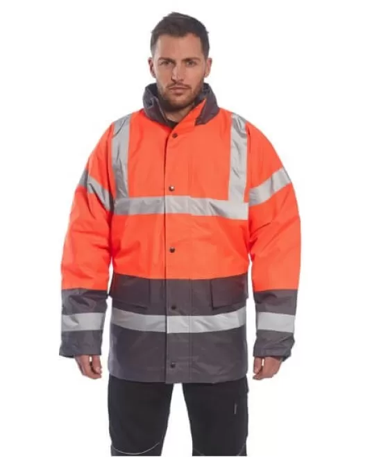 Jacheta Hi-Vis vatuită portocaliu-bleumarin reflectorizanta Jacheta Hi-Vis vatuită portocaliu-bleumarin reflectorizanta