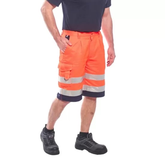 Pantaloni de lucru scurti HiVis, Galben fluorescent-gri Pantaloni de lucru scurti HiVis, Galben fluorescent-gri