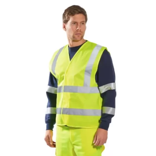 Vesta reflectorizanta HiVis, benzi reflectorizante orizontale si verticale, galben Vesta reflectorizanta HiVis, benzi reflectorizante orizontale si verticale, galben