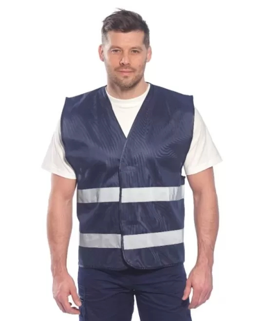 Vesta de protectie cu dungi reflectorizante, culori diverse [F474] Bleumarin