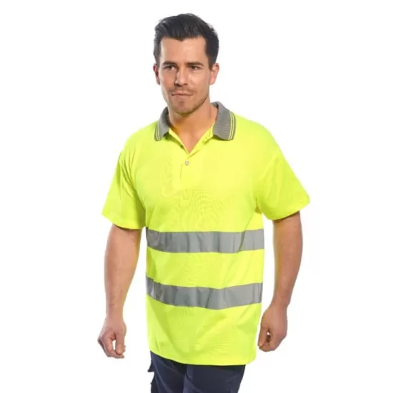 Tricou polo cu maneca scurta reflectorizant, HiVis, 175g/m2, Galben Tricou polo cu maneca scurta reflectorizant, HiVis, 175g/m2, Galben