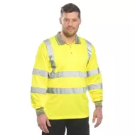 Tricou polo cu maneca lunga reflectorizant, HiVis, 175g/m2, Galben
