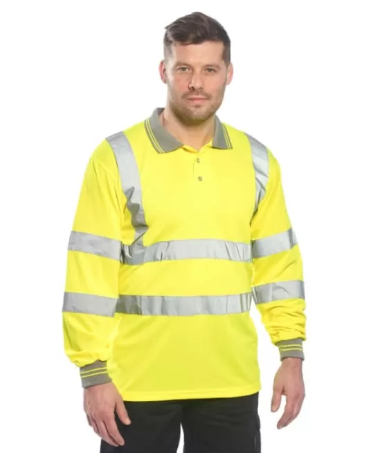 Tricou polo cu maneca lunga reflectorizant, HiVis, 175g/m2, Galben Tricou polo cu maneca lunga reflectorizant, HiVis, 175g/m2, Galben