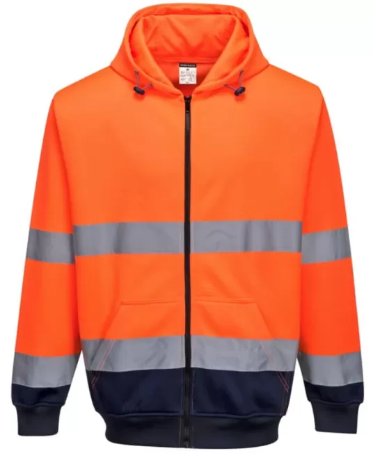 Hanorac HiVis portocaliu cu fermoar si gluga Hanorac HiVis portocaliu cu fermoar si gluga