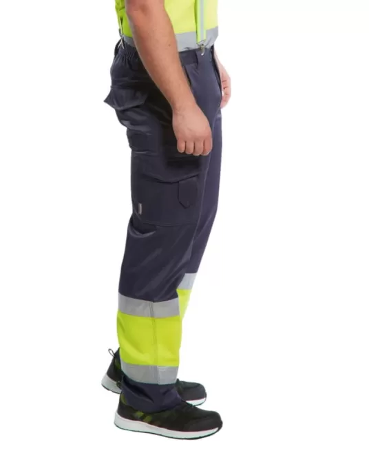 Pantaloni reflectorizanti Hi-Vis Two Tone Combat [E049] Galben si bleumarin