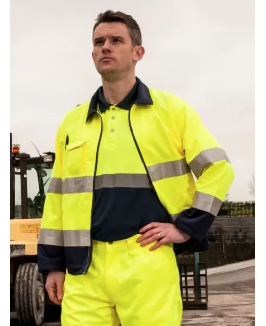 Jacheta HiVis premium tercot 245g/m2, galben bleumarin Jacheta HiVis premium tercot 245g/m2, galben bleumarin