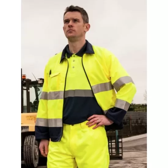 Jacheta HiVis premium tercot 245g/m2, galben bleumarin Jacheta HiVis premium tercot 245g/m2, galben bleumarin