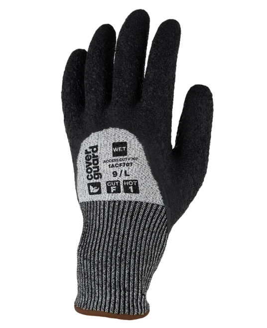 Manusi antitaiere cut F, mediu umed,imersie 3/4 protectie caldura 100°C