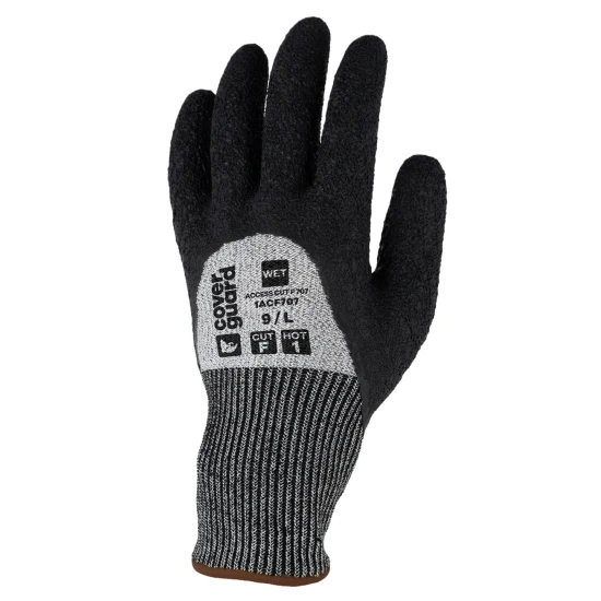 Manusi antitaiere cut F, mediu umed,imersie 3/4 protectie caldura 100°C