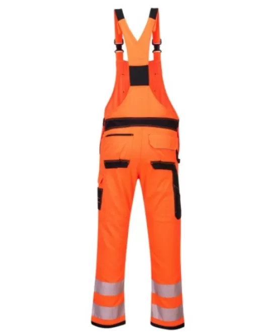 Salopeta cu pieptar HiVis premium, tercot 300g/m2 Portocaliu negru