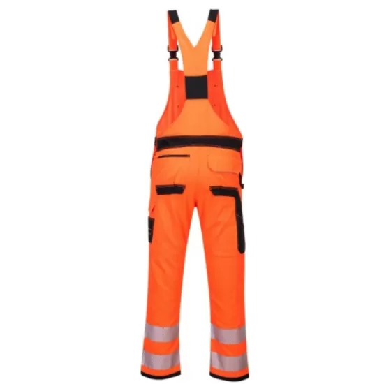 Pantaloni reflectorizanti Hi-Vis cu pieptar Bib & Brace, gama premium PW3 [PW344] Portocaliu si negru