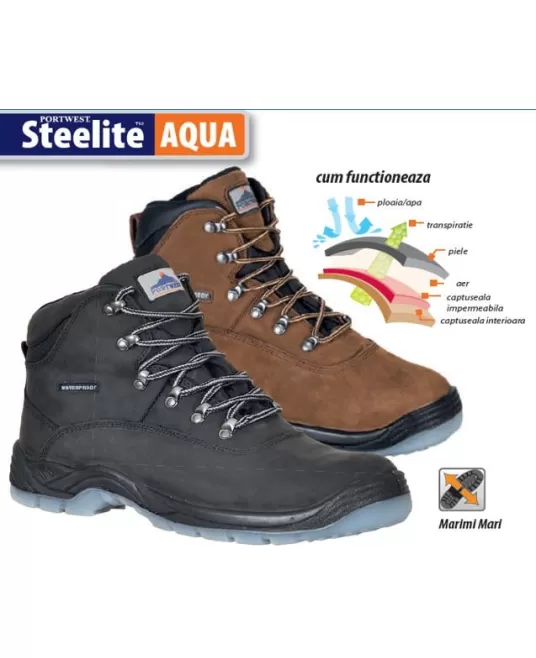 Bocanci de protectie impermeabili, S3 WR, talpa PU/TPU [FW57] Maro