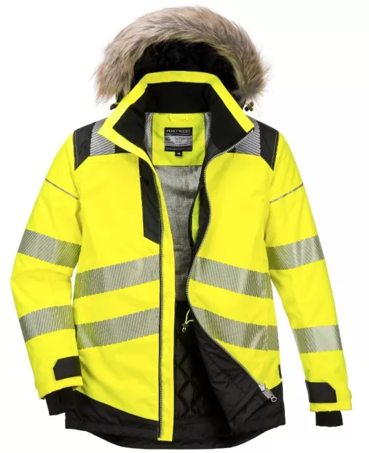 Jacheta vatuita premium HiVis reflectorizanta, galben si negru Jacheta vatuita premium HiVis reflectorizanta, galben si negru