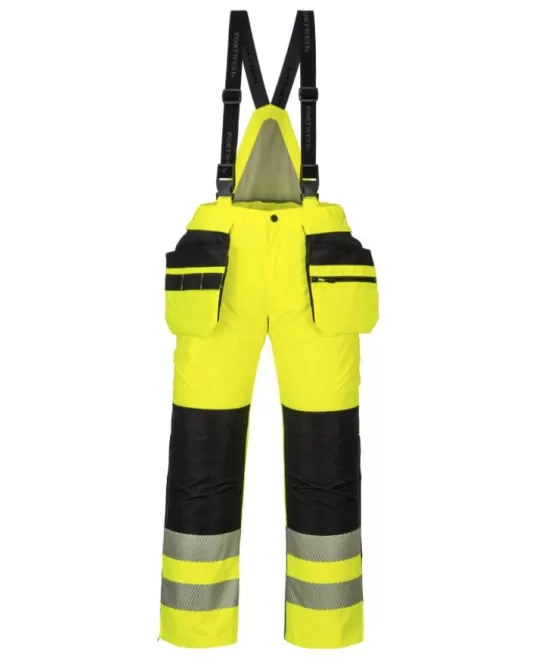 Pantaloni cu bretele vatuiti, reflectorizanti colectia premium Portwest  PW3 [PW351] Galben si negru