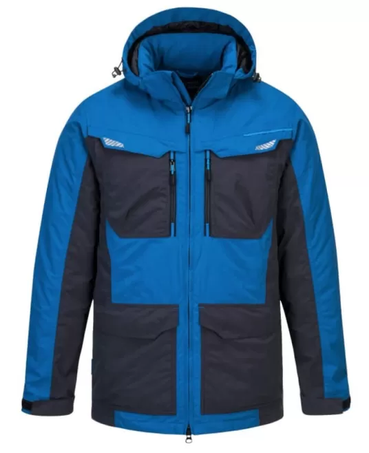 Jacheta vatuita premium, impermeabila si calduroasa, albastru, gri