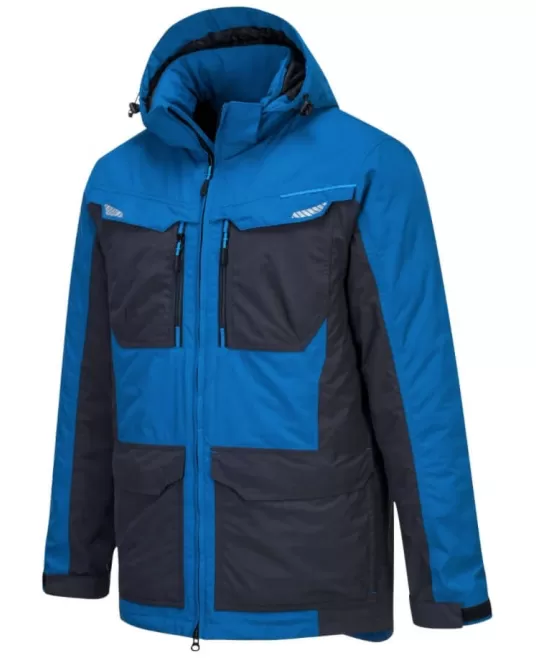 Jacheta vatuita premium, impermeabila si calduroasa, albastru, gri