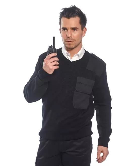 Pulover acrilic recomandat pentru Paza sau Politie [B310] Bleumarin